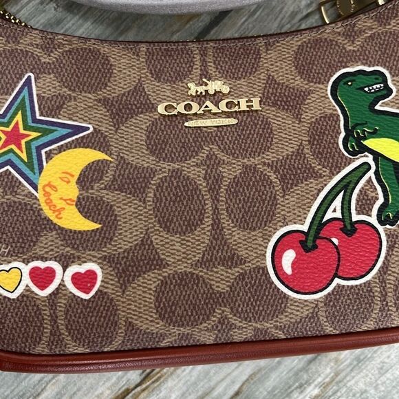 Coach Teri Mini Crossbody Bag In Signature Canvas With Sticker Print Rexy Purse - Picture 4 of 7